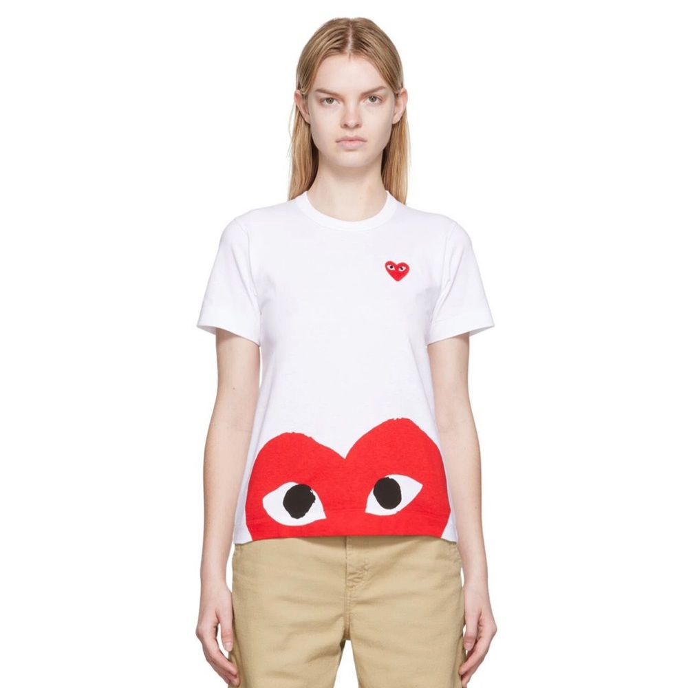 Commes Des Garçon Play - White Heart Patch Tshirt
